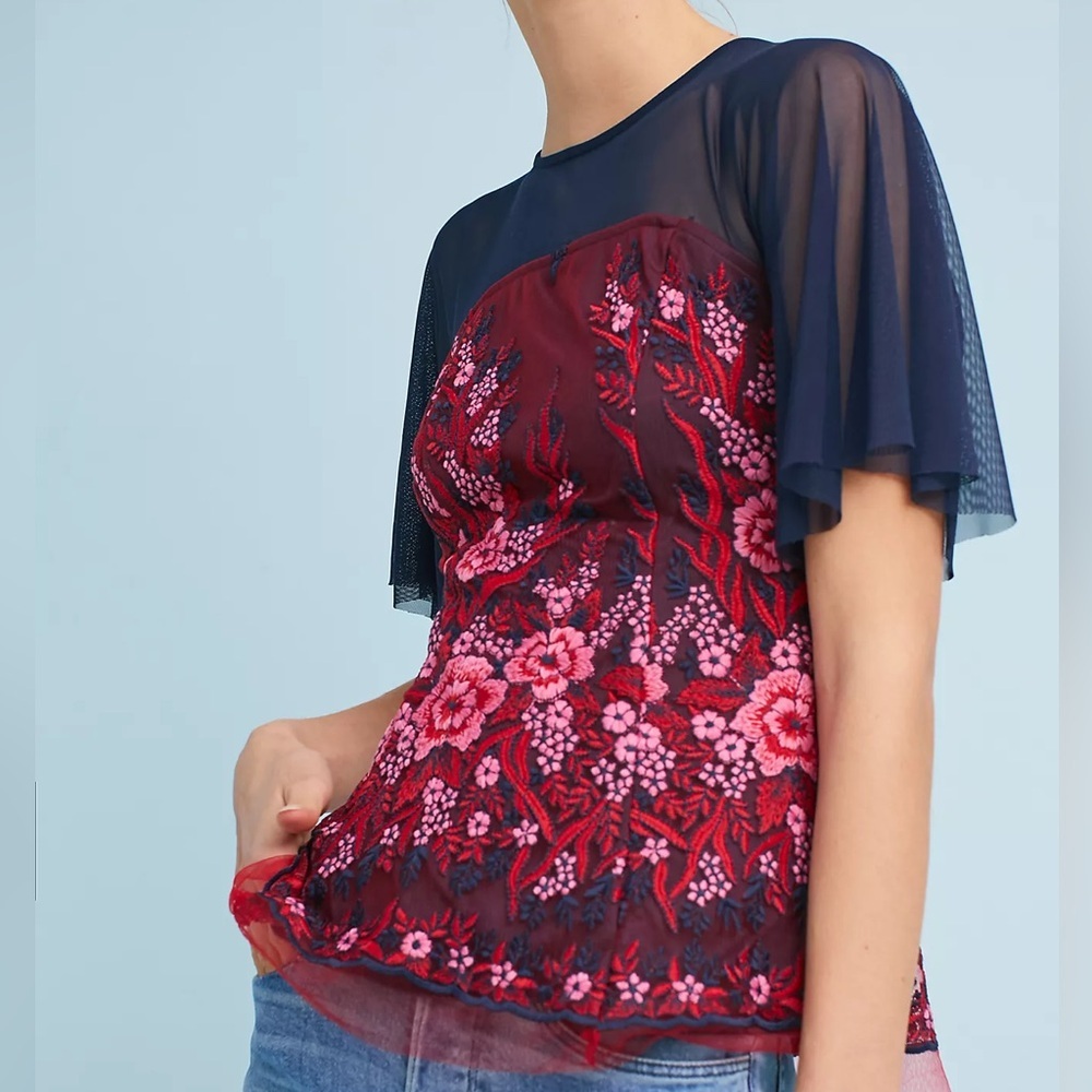 Anthropologie Eva Franco TARA Embroidered Top XS